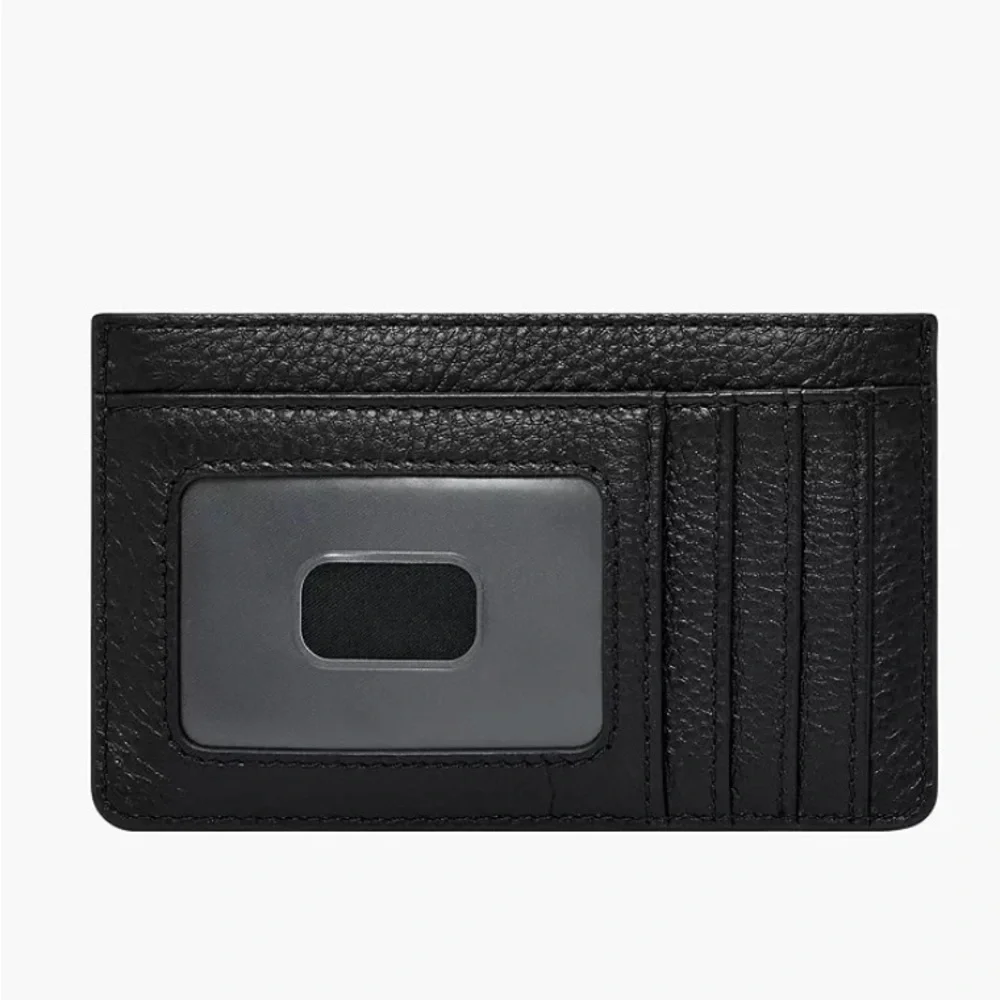 Fossil Black Leather card wallet with Gold Zipper - Picture 2 of 6